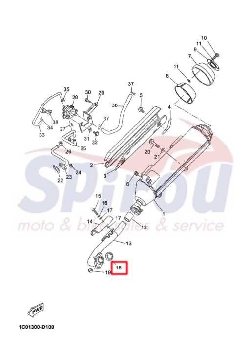 3MT-14613-00 Φλάντζα Εξάτμισης Ζουάν Λαιμού X-City125/250-Xmax125/250-Versity300 - Image 2