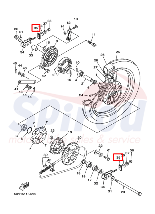 5TN-F539F-00 Πλάκακι Ρεγουλατόρου Αλυσίδας Crypton115 - Image 2