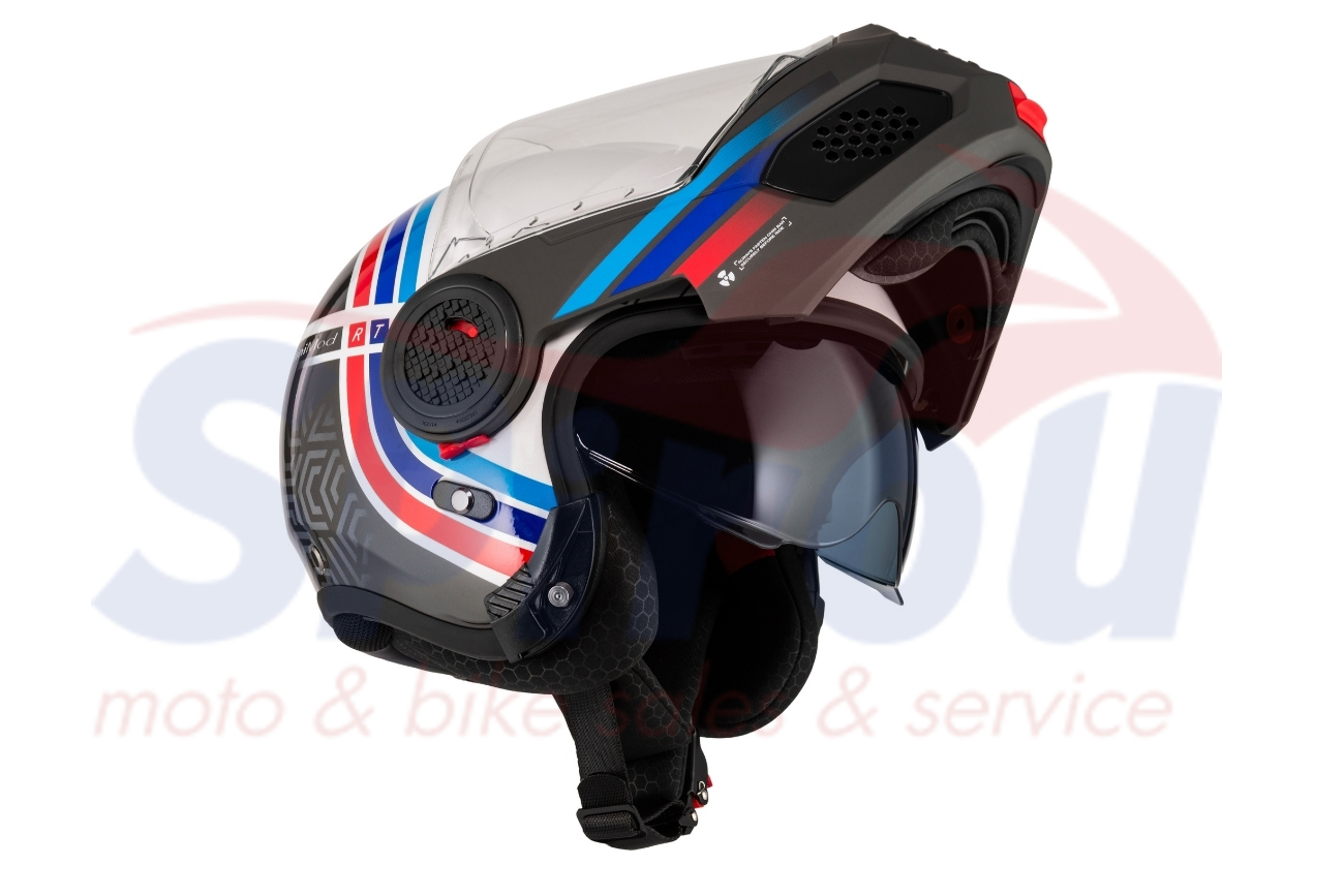 22966 Κράνος Σπαστό NZI Minimod DUO Watson Λευκό-Μαύρο-Μπλέ-Κόκκινο Large - Image 2
