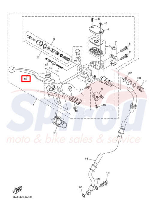B7J-H3922-01 Μανέτα Φρένου Δεξιά Rayzr125 - Image 2