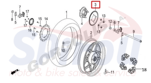 ZJ0038-28320-0050 Γρανάζι Οπίσθιου Τροχού Dymoto200 - Image 2
