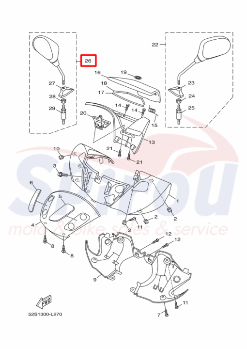 52S-F6290-00	Καθρέπτης Δεξιός Xenter125/155 - Image 2