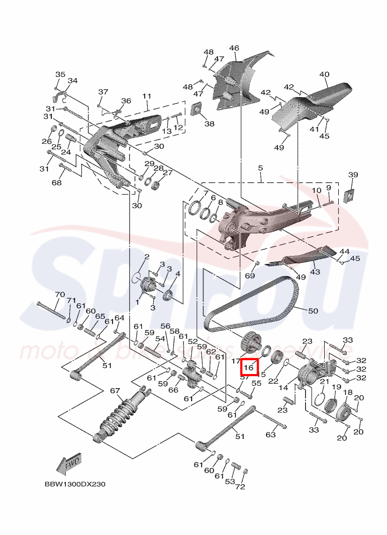 93102-35023 Τσιμούχα Τροχαλίας Ιμάντας Tmax500/530/560 - Image 2