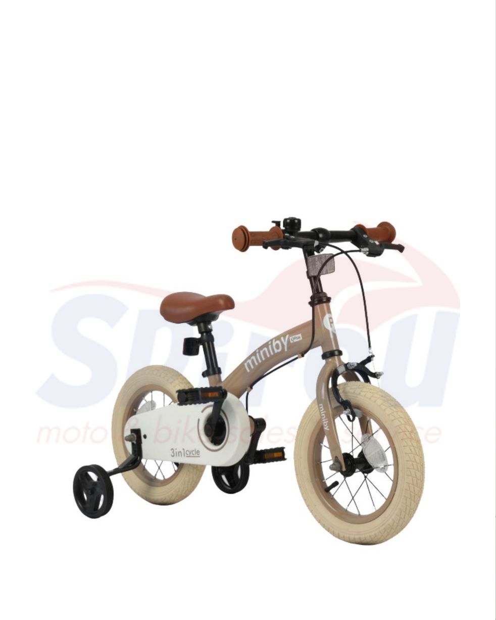 23229 Ποδήλατο Qplay Miniby 12'' Ισορροπίας & Κανονικό 3 Σε 1 Ροζ