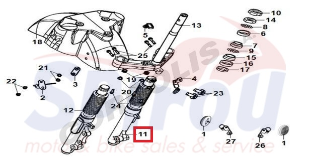 51400-XV1-000-K Καλάμι Δεξιό Πλήρες Μαύρο Fiddle125 E5 - Image 2