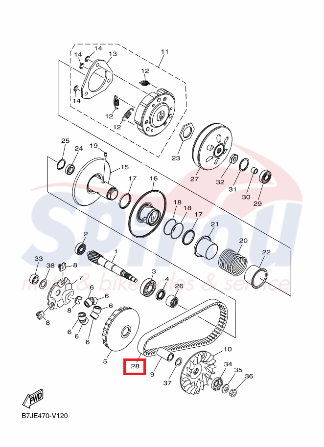 B7J-E7641-00 Ιμάντας Κίνησης Rayzr125