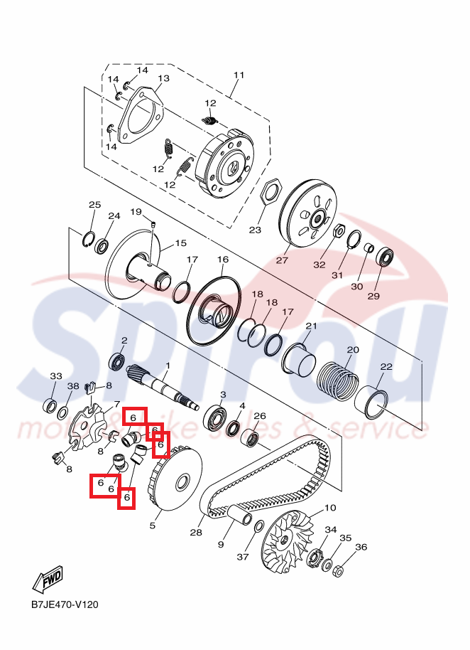 B7J-E7632-10 Μπίλια Φυγοκεντρικού Rayzr125