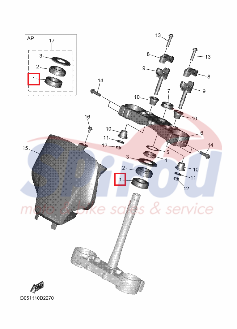 93332-00081 Ρουλεμάν Τιμονιού Κάτω WR450F-YZ125/250