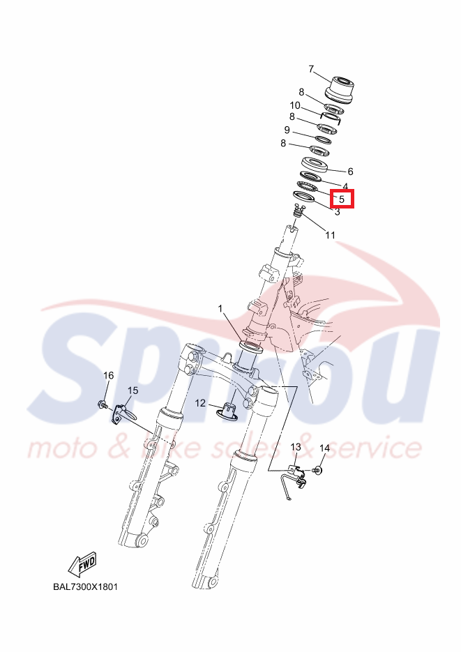 1P6-F341E-10 Ρουλεμάν Τιμονιού Άνω Nmax125/155
